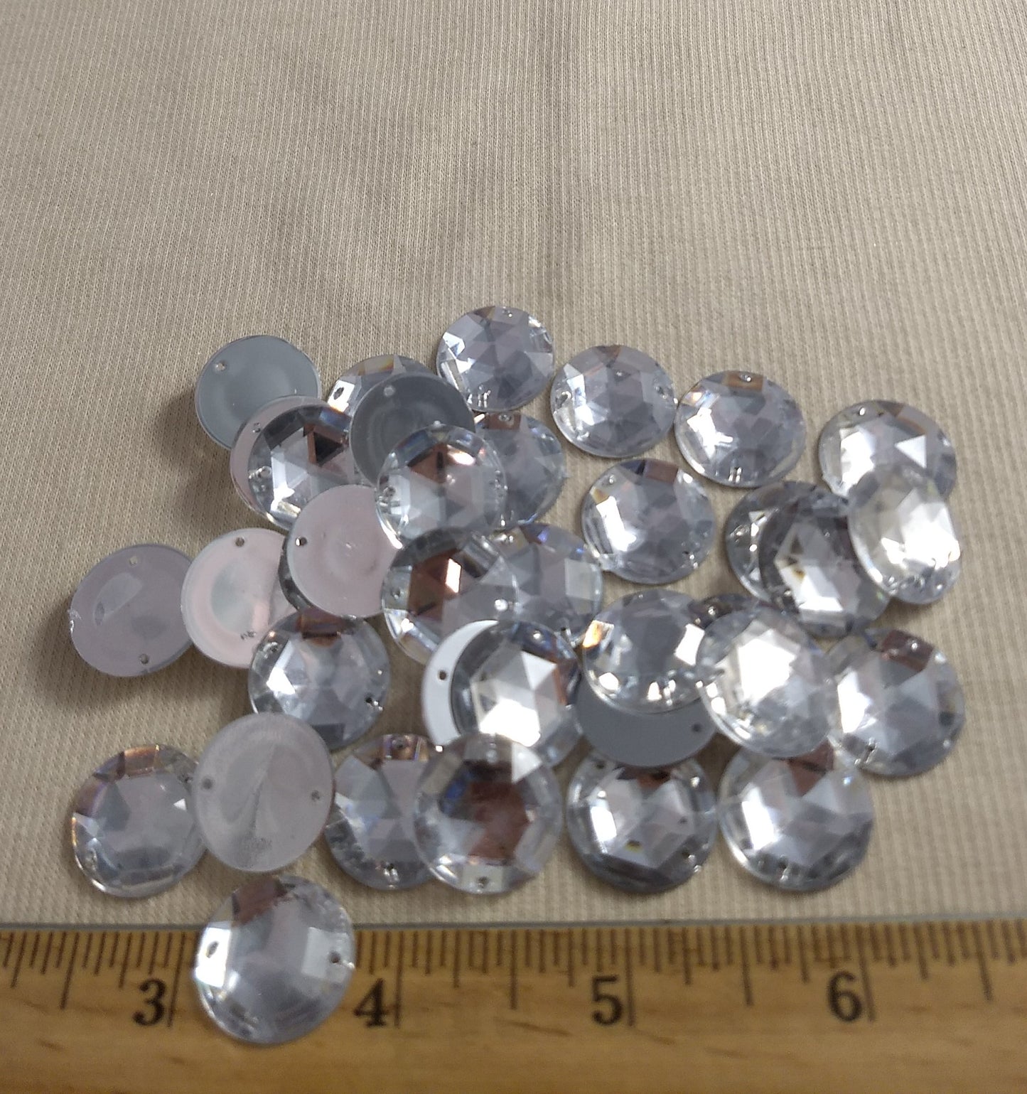 Bead XFFZ18 #2-Hole #Clear #Round #Acrylic-Stone #40pc