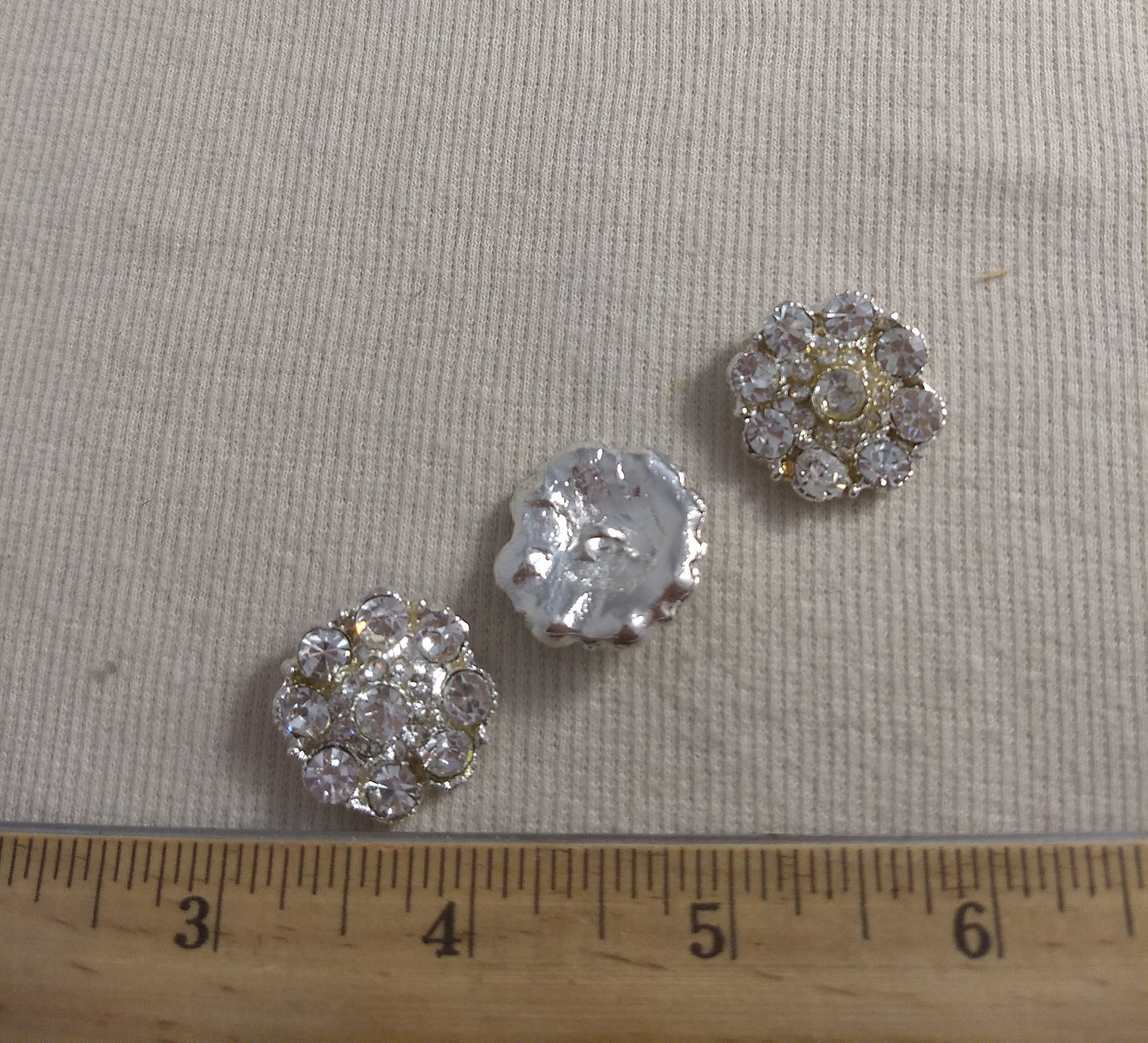 Button #XLFL-130401 2 #Shank #Silver #Rhinestone #Abs #2pc