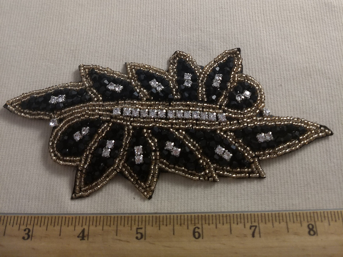 Applique #Y0225 #Black #Rhinestone #Bead #1pc
