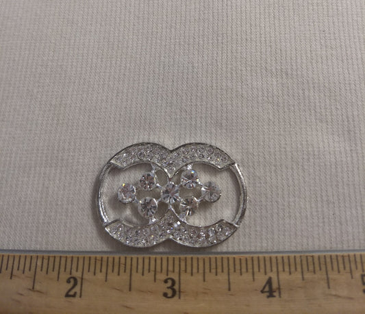 Buckle #XY-3 #Silver #Circle #Acrylic-Stone #Slider #Abs #1pc