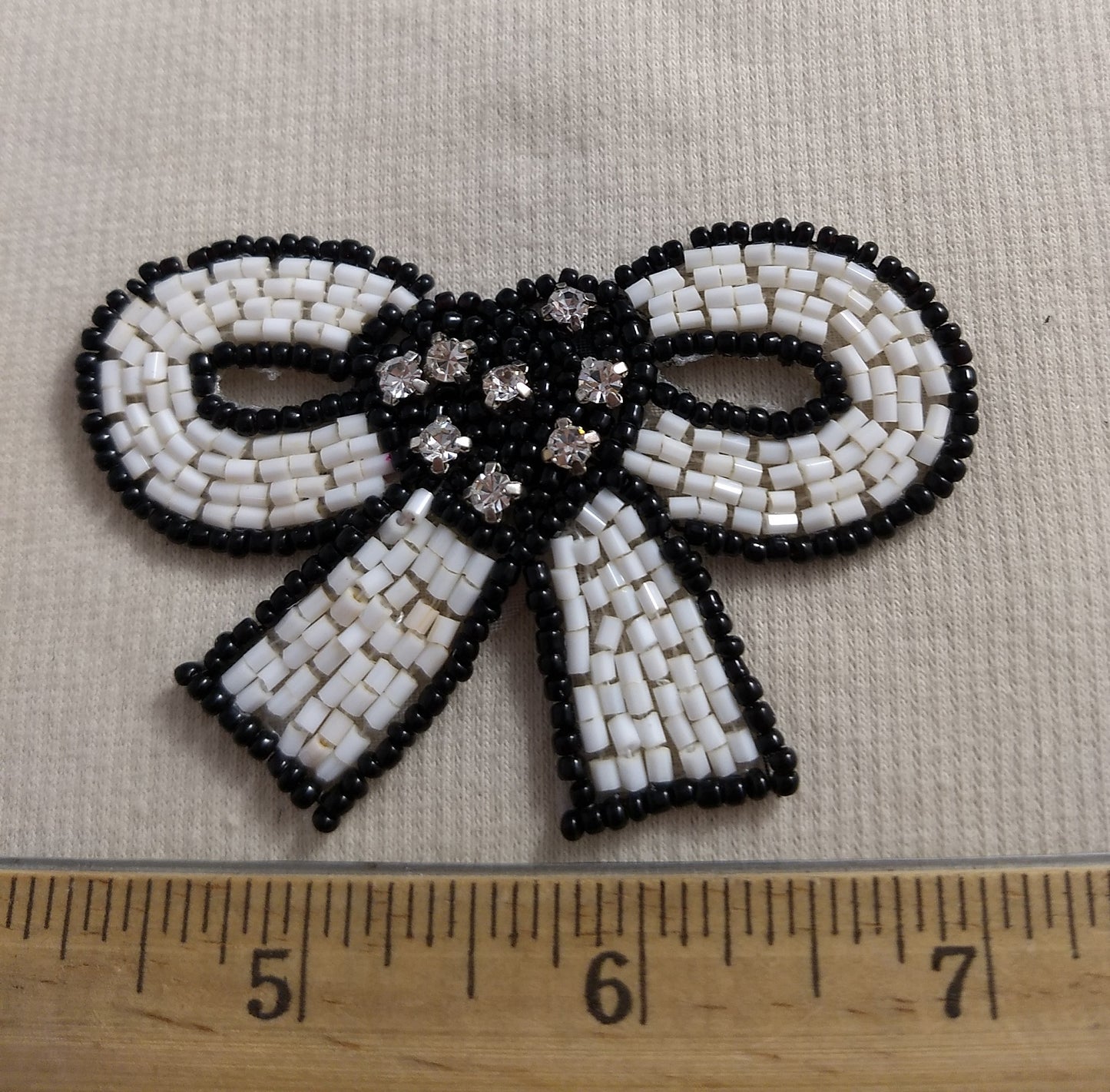 Applique #BLG080926-6 #White #Bow #Rhinestone #Bead #1pc