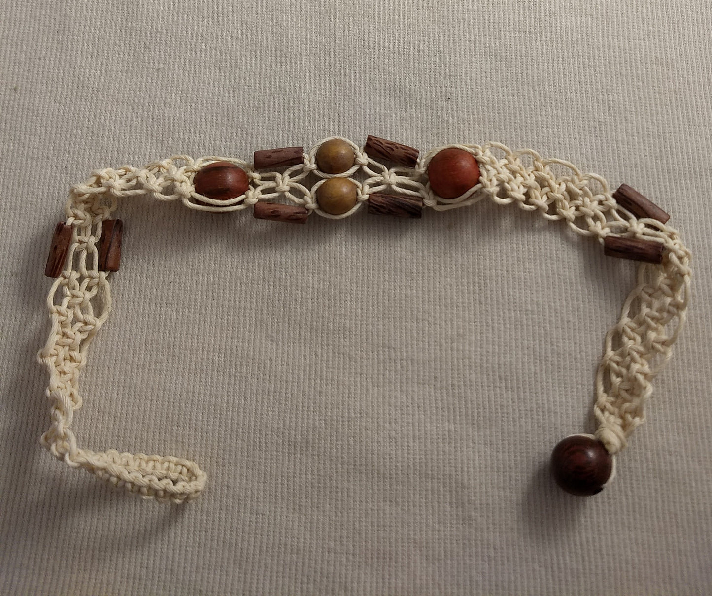 Necklace #RB10MC #Cream #Crochet #Wood #Choker #Bead #1pc