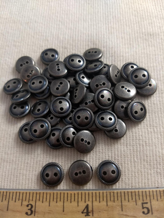 Button #S2039 #2 Hole #Antique-Silver #Abs #50pcs