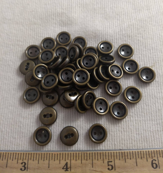 Button #S2009 #2-Hole #Antique-Gold #Abs #50pcs