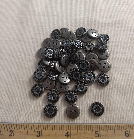 Button #S2019 #2-Hole #Antique-Silver #Abs #50pcs