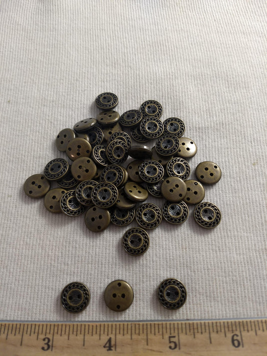 Button #S2019 #2-Hole #Antique-Gold #Abs #50pcs