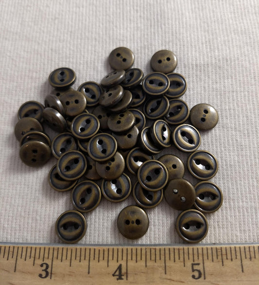 Button #S2038 #2-Hole #Gold #Rim #Fisheye #Abs #50pcs
