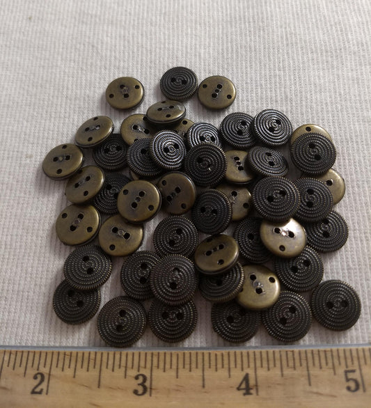 Button #S2044 #2-Hole #Antique-Gold #Rim #Abs #50pcs