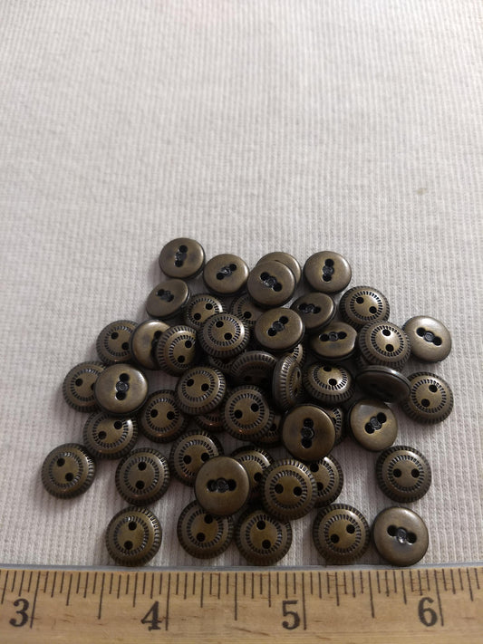 Button #S2054 #2 Hole #Antique-Gold #Rim #Abs #50pcs