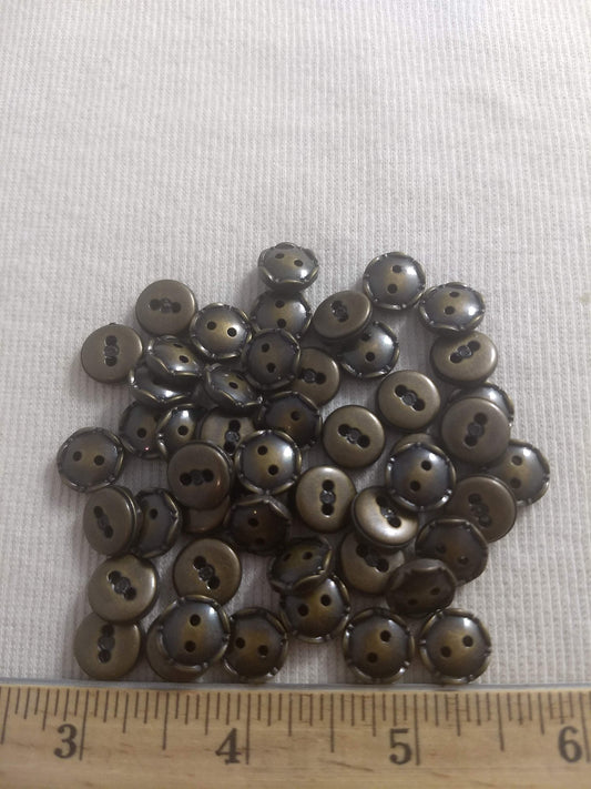 Button #S2056 #2 Hole #Antique-Gold #Rim #Abs #50pcs