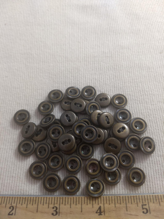 Button #S2061 #2 Hole #Antique-Gold #Rim #Abs #50pc