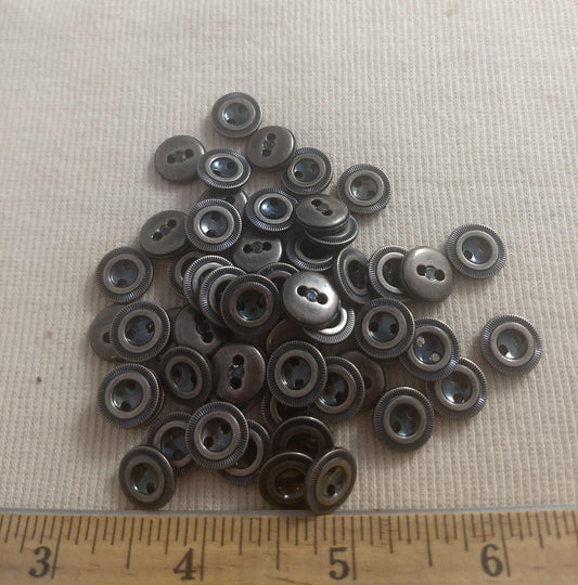 Button #S2061 #2 Hole #Antique-Silver #Rim #Abs #50pc