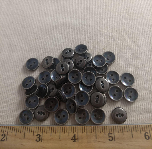 Button #S2058 #2 Hole #Antique-Silver #Rim #Abs #50pc