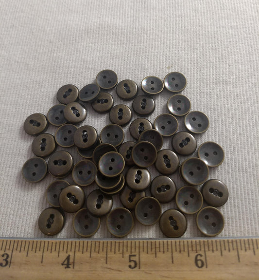 Button #S2058 #2 Hole #Antique-Gold #Rim #Abs #50pc