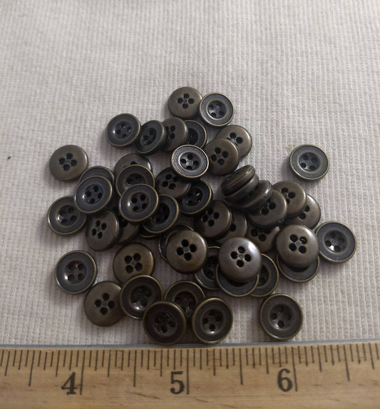 Button #S2047 #4-Hole #Antique-Gold #Rim #Abs #50pc