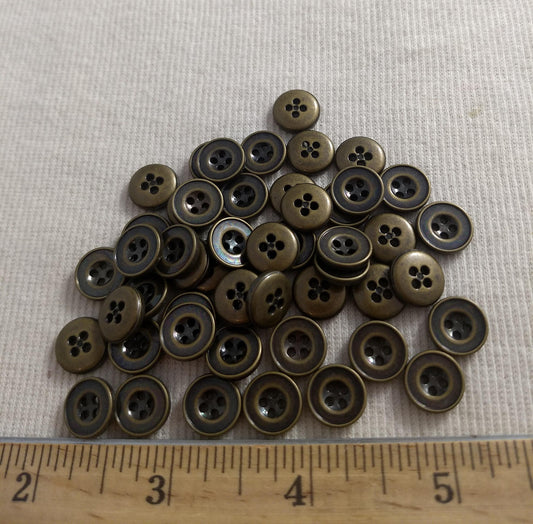 Button #S2051 #4-Hole #Antique-Gold #Rim #Abs #50pc