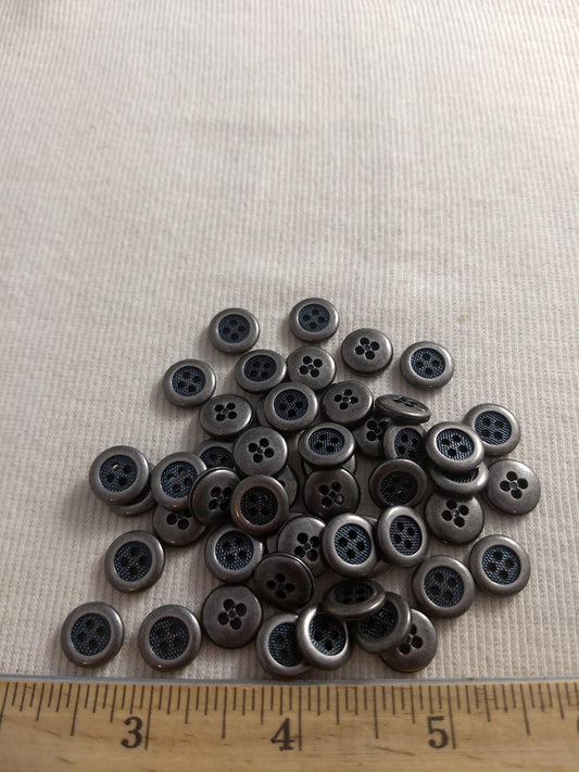 Button #S2052 #4-Hole #Antique-Silver #Rim #Abs #50pc