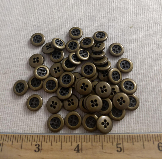 Button #S2052 #4-Hole #Antique-Gold #Rim #Abs #50pc