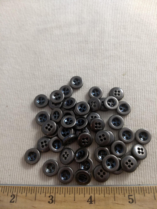 Button #S2010 #4-Hole #Antique-Silver #Rim #Abs #50pc