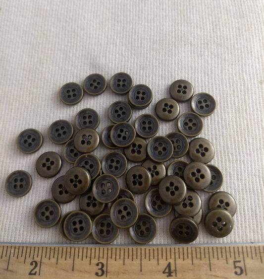 Button #S2036 #4 Hole #Antique-Gold #Rim #Abs #50pc