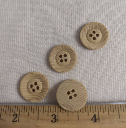 Button #1677 #4 Hole #Brown #Rim #Fake-Wood #60pc