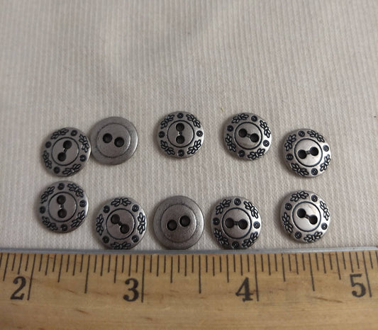 Button #1687 #Shank #Antique-Silver #Rim #Metal #10pc