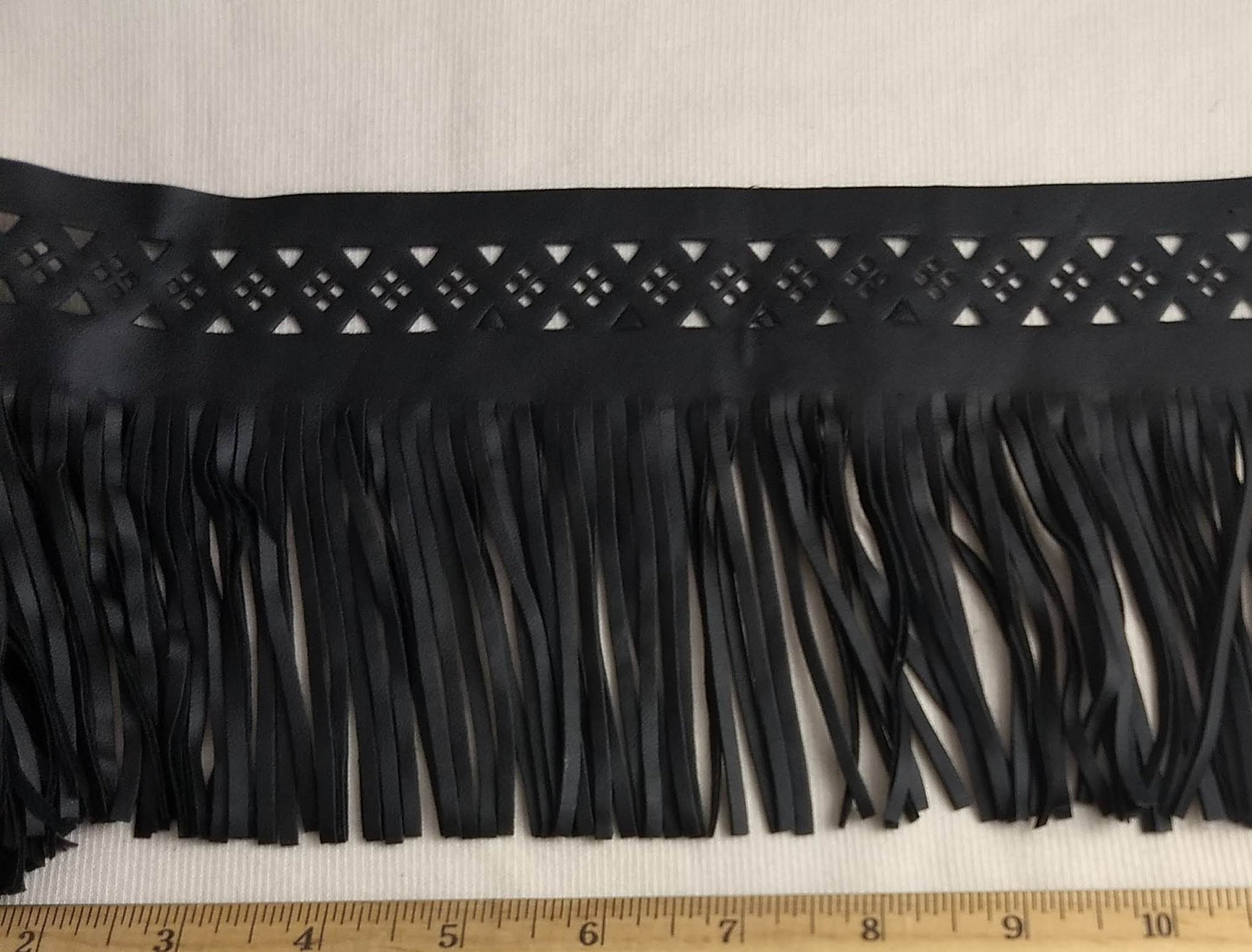 LEATHER #236 #Black #Patent #Fringe #1yd