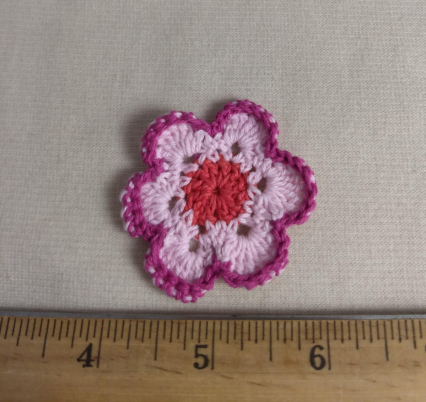 Applique #SP100329 #Pink #Flower #Crochet #1pc