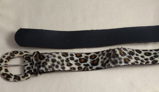 Belt #08312F #Brown #Animal-Print #Leopard #Prong #Fake-Leather #1pc