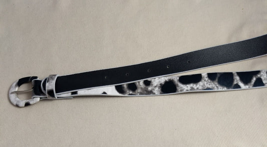 Belt #0831 #Black #Animal-Print  #Prong #Fake-Leather #1pc