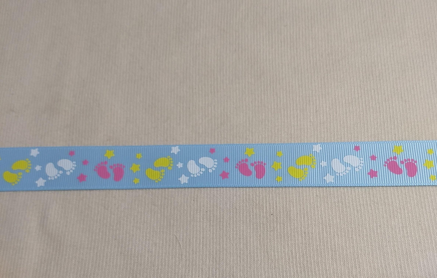 RIBBON #113124 #Blue #Baby-Feet #Border #Tape #Grosgrain #1yd