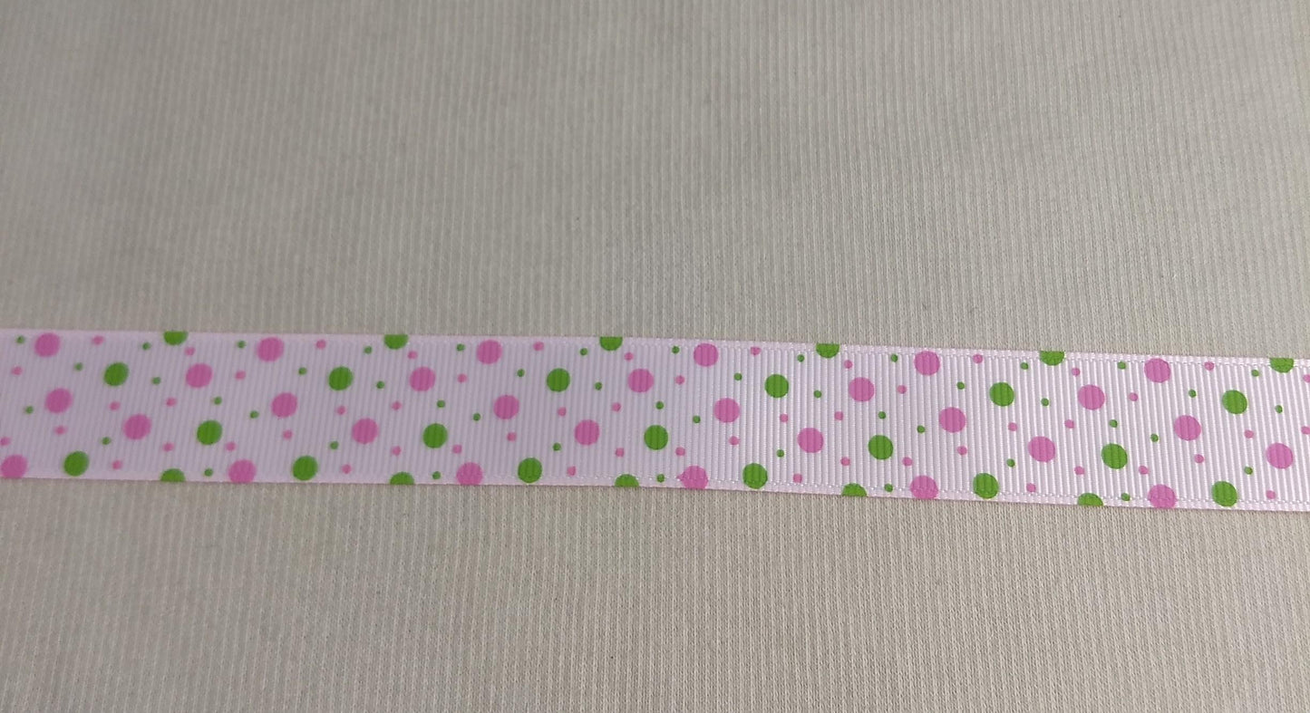 RIBBON #113124 #Pink #Polka-Dots #Border #Tape #Grosgrain #Polyester #1yd