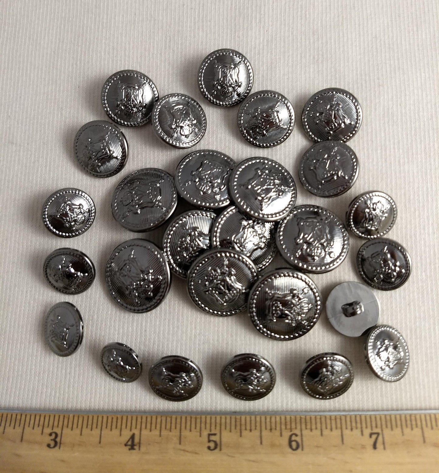 BUTTON #3376 #Shank #Silver #Rim #Crest #Metal #26pc