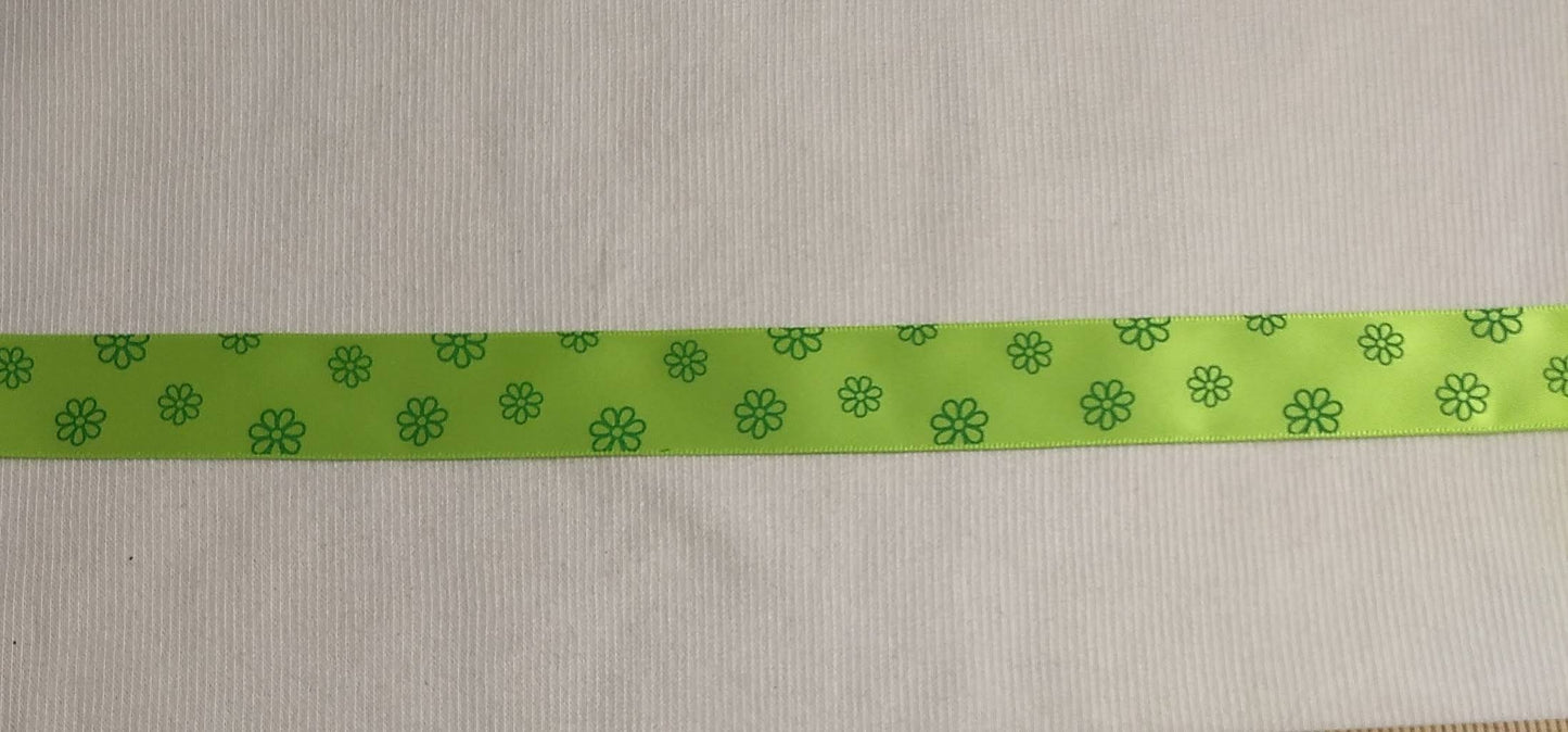 RIBBON #113124 #Green #Flower #Border #Tape #Grosgrain #Polyester #2yd
