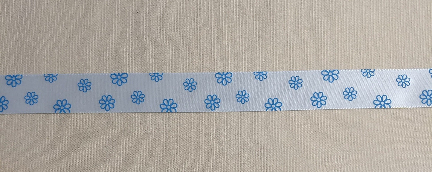 RIBBON #113124 #Blue #Flower #Border #Tape #Grosgrain #Polyester #2yd
