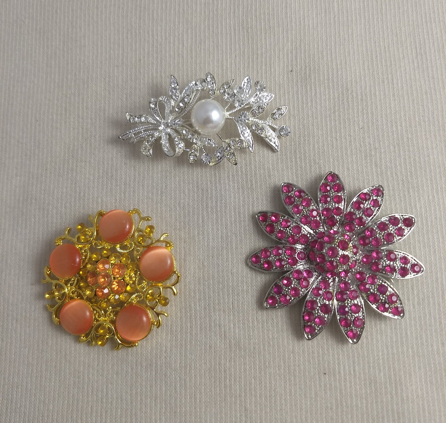 Brooch #BR34181920 #Multi #Pin #Abs #Rhinestone #3pc