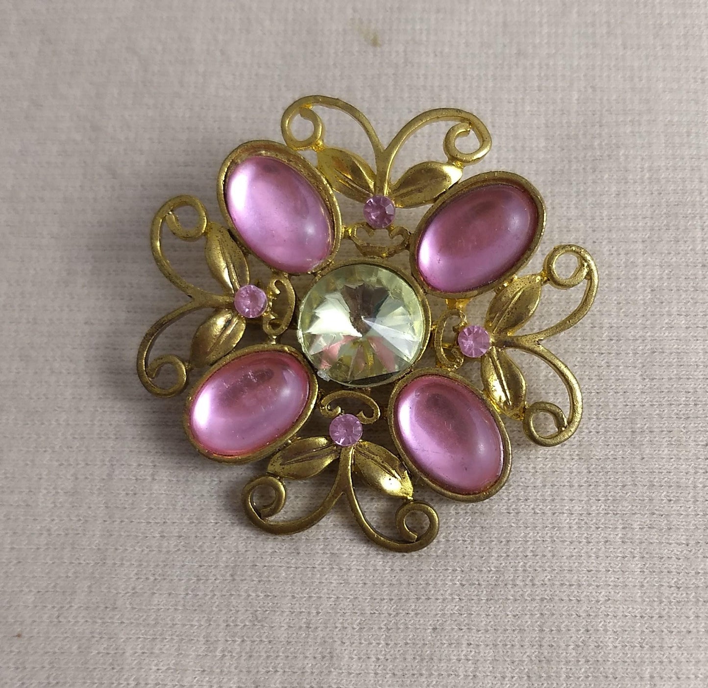 Brooch #BR3429 #Pink #Pin #Abs #Rhinestone #1pc