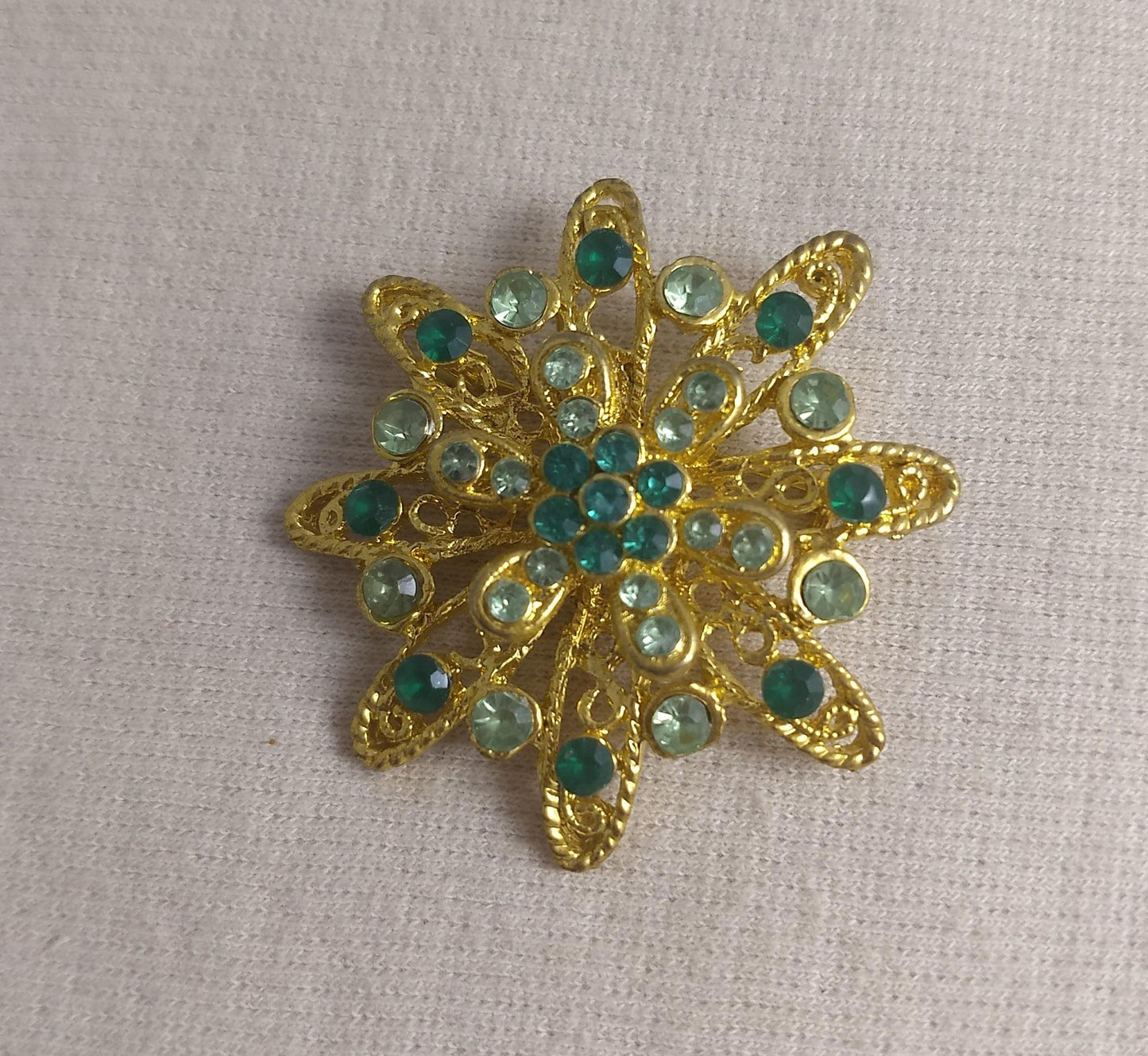 Brooch #BR3439 #Green #Flower #Pin #Rhinestone #1pc