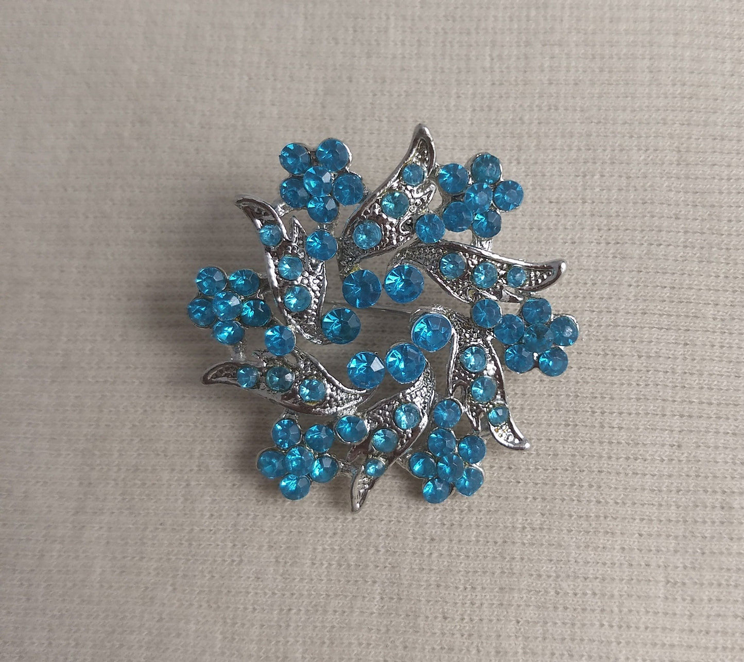 Brooch #BR3440# #Blue #Pin #Rhinestone #1pc
