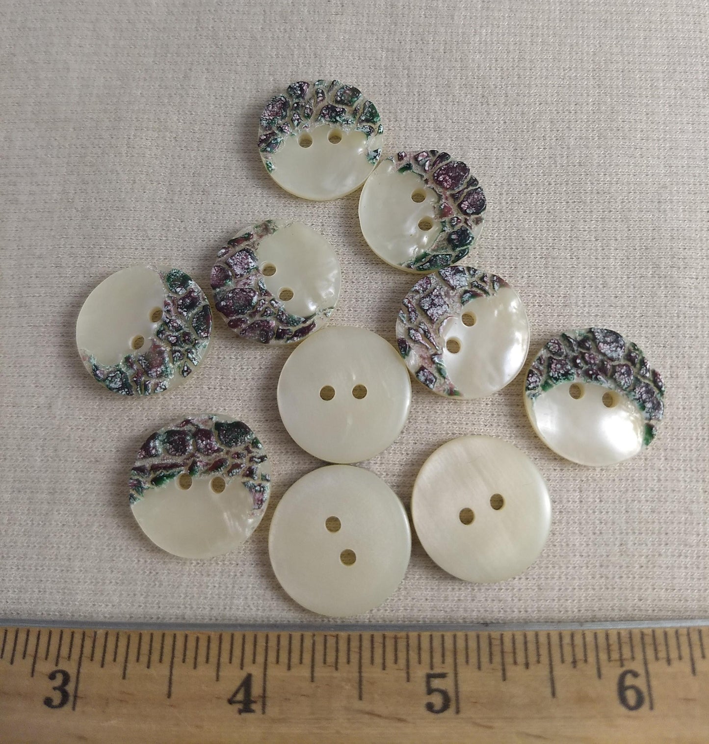 Button #PB1443 #2-Hole #Pearl #Rim #Polyester #10pc