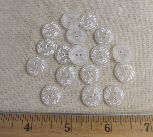 Button #7225 #2-Hole #White #Children #Flower #Polyester #10pc
