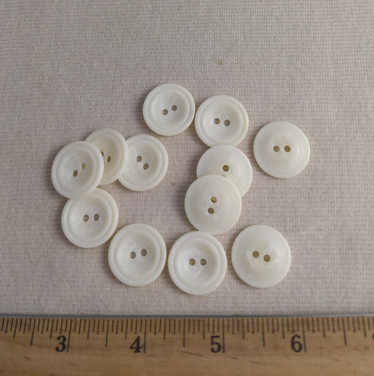 Button #98081-1 #2-Hole #White #Polyester #10pc