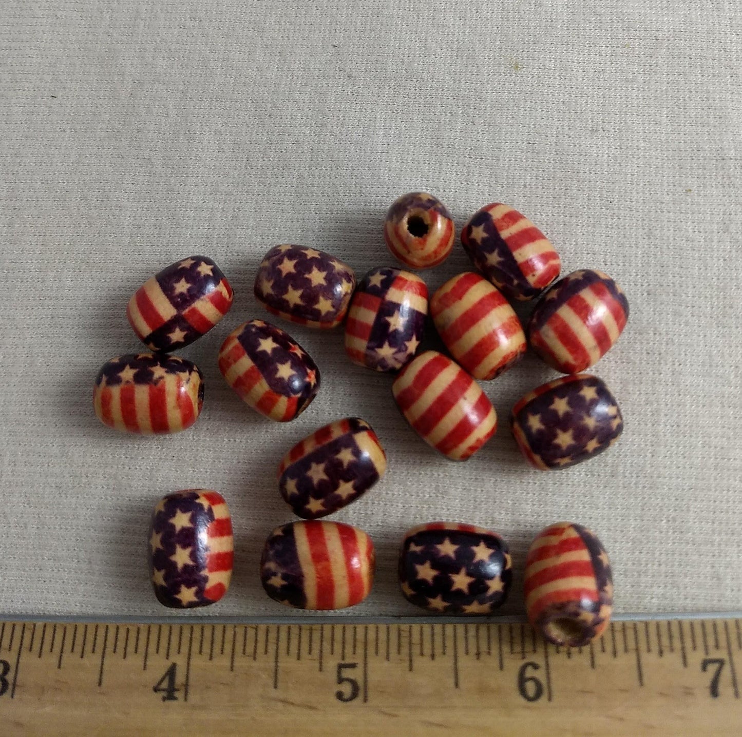 Beads Fash04 #Stars-Stripes #2-Hole #Red #Bracelet #20pc