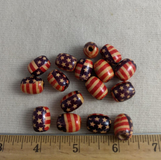 Beads Fash04 #Red #Stars-Stripes #2-Hole #Bracelet #20pc