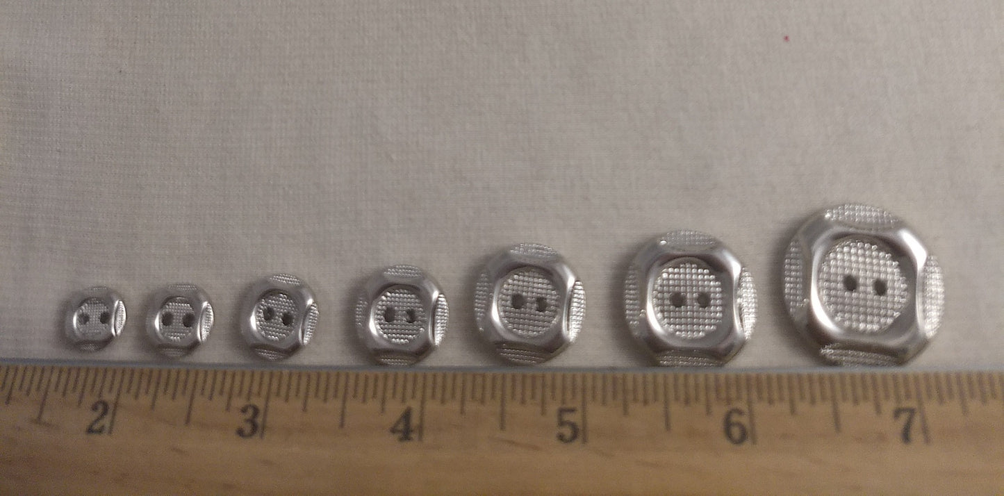 Button #Y5936 #2-Hole #Silver #Rim #Abs #10pc-each-size #70pc
