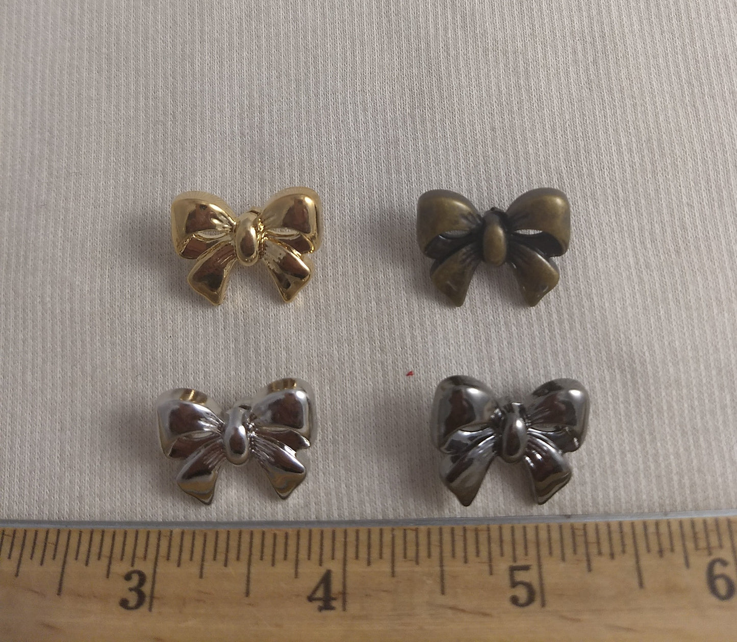 Button #Y1119 #Shank #Gold #Silver #Bow #10pc-each size #40pc #1Set