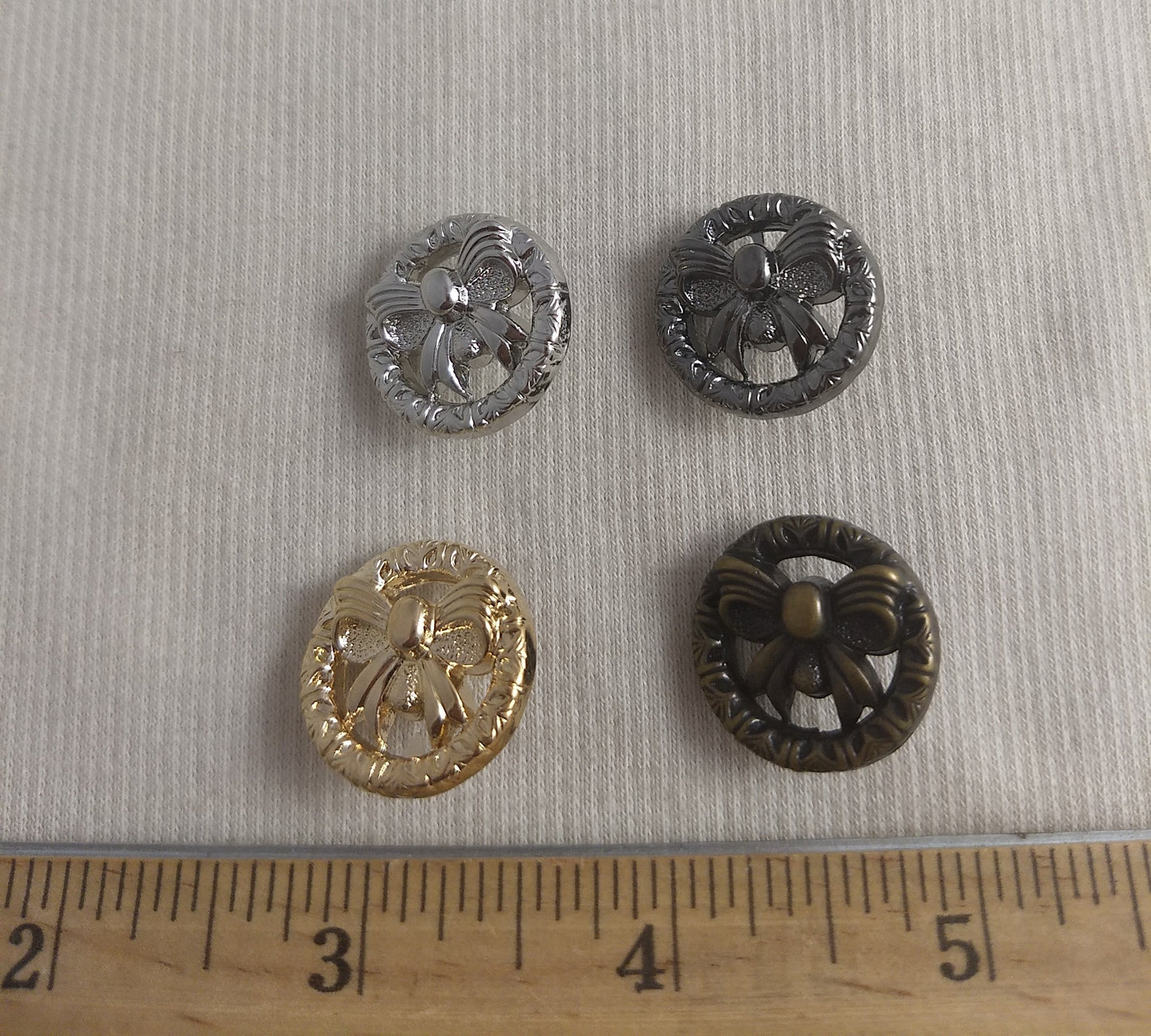 Button #Y1261 #Shank #Gold #Silver #Bow #10pc-each color #40pc