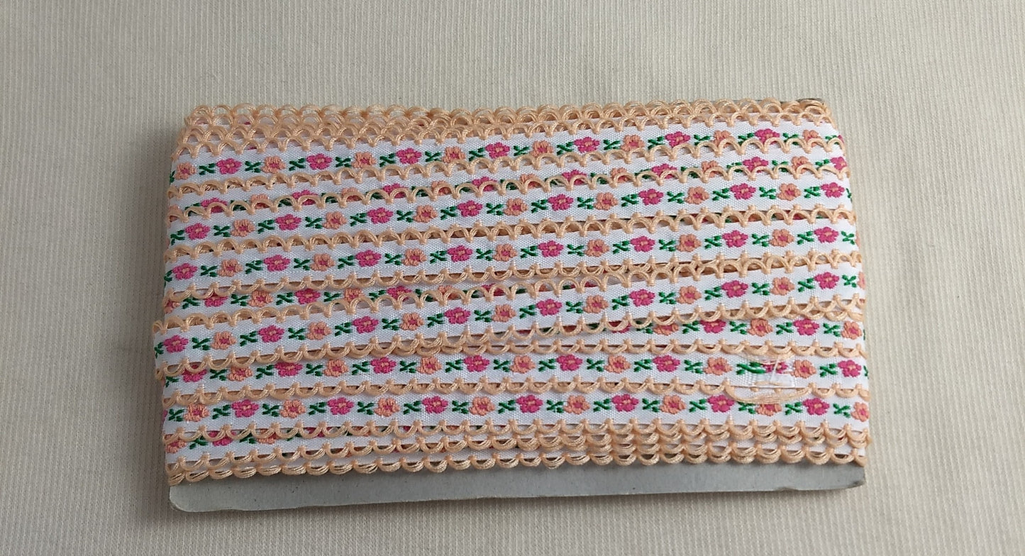 Ribbon #YWCY101022-1 #1/4" #Peach #Scallop #Floral #5yd