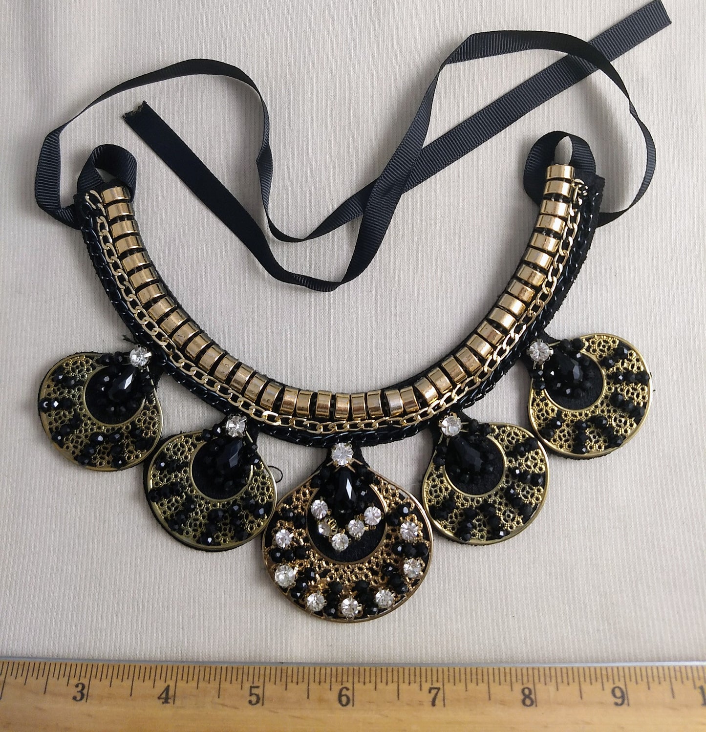 Necklace #Fash50 #Black #Bead #Acrylic-Stone #Sample #1pc