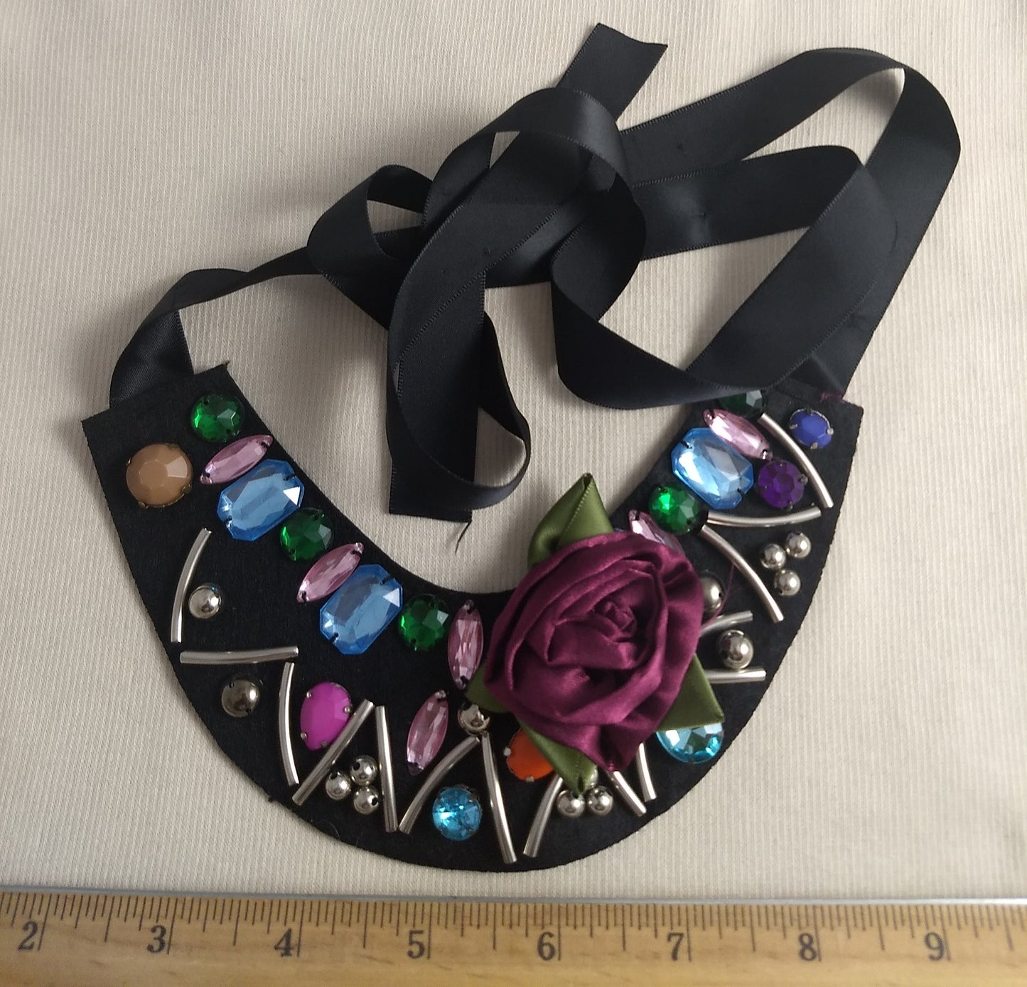 Necklace #Fash53 #Black #Bead #Flower #Sample #1pc